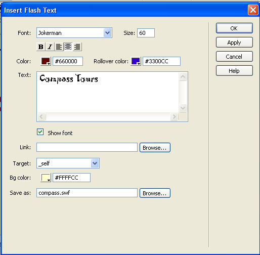 Flash Text dialogue box