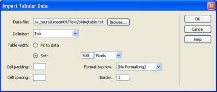 Import Tabular Data dialog box