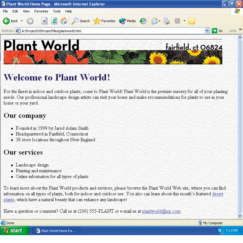 Plant World Home page