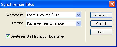 Figure 6-9: Delete option on the Synchronize Option Window