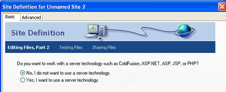 Figure 6-1b: The Site Definition Dialog Box