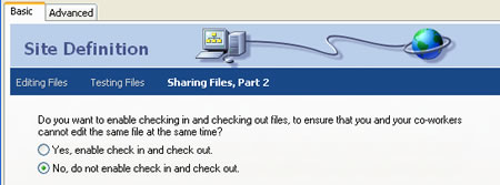 Figure 6-1e: The Site Definition Dialog Box