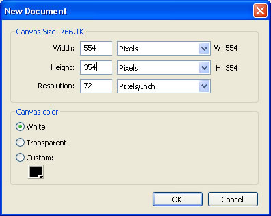 New Document dialog box