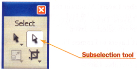 The Subselection tool on the Tools panel