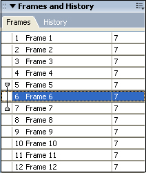 Frames panel showing onion skinning