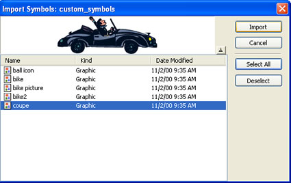 Import Symbols dialog box