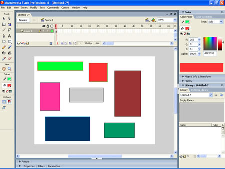 Creating and coloring rectangles