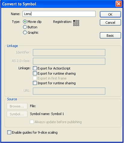 Convert to Symbol dialog box