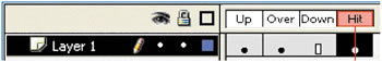 Adding keyframe to the Down and Hit states of a button