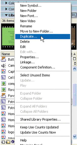 Duplicating the Fstrip Artist movie clip symbol
