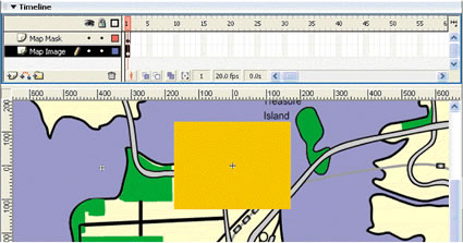 Map lined up beneath the rectangle on the Mask Layer