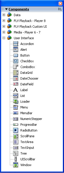 The Components panel