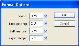 The Format Options dialog box