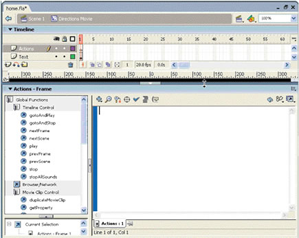 Resizing the Actions panel