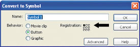 Creating a symbol with its registration point in the upper-left corner