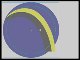 Enlarged arch image centered left on the Stage
