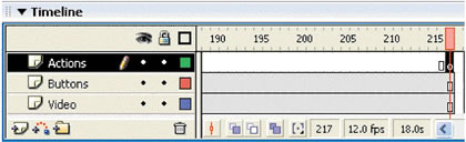 Inserting a keyframe in the last frame of the Actions layer