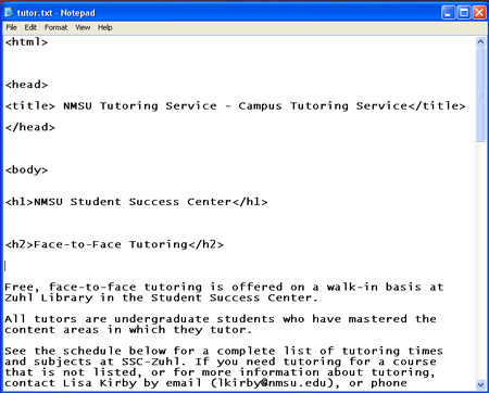 HTML formatting