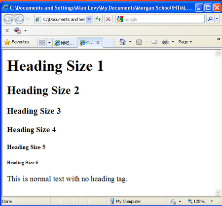 Heading Sizes