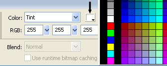 Tint menu from the Color drop down box
