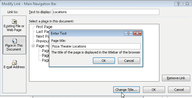 Change Title dialog boxes