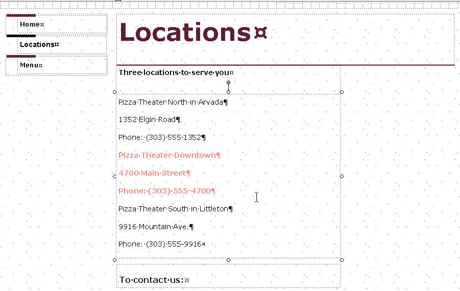 New Text in Second page